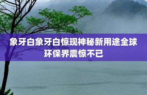 象牙白象牙白惊现神秘新用途全球环保界震惊不已