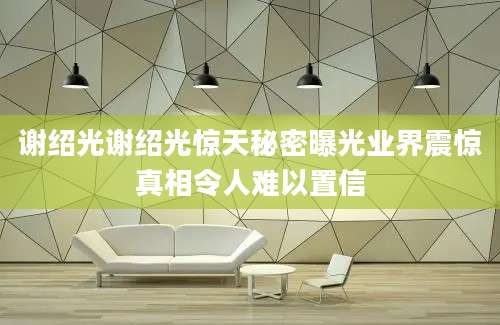 谢绍光谢绍光惊天秘密曝光业界震惊真相令人难以置信