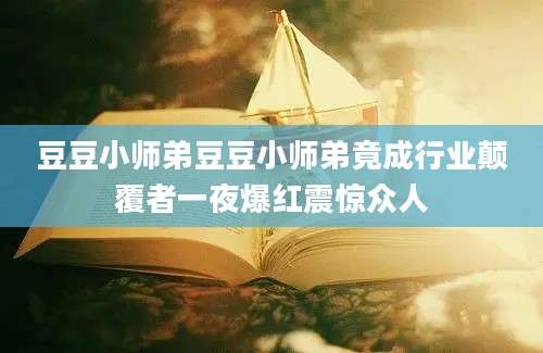 豆豆小师弟豆豆小师弟竟成行业颠覆者一夜爆红震惊众人