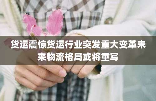 货运震惊货运行业突发重大变革未来物流格局或将重写