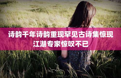 诗韵千年诗韵重现罕见古诗集惊现江湖专家惊叹不已
