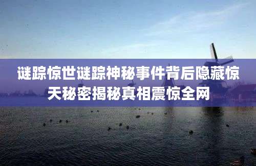 谜踪惊世谜踪神秘事件背后隐藏惊天秘密揭秘真相震惊全网