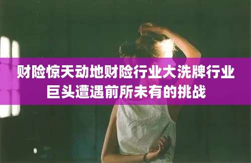 财险惊天动地财险行业大洗牌行业巨头遭遇前所未有的挑战