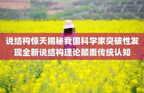说结构惊天揭秘我国科学家突破性发现全新说结构理论颠覆传统认知
