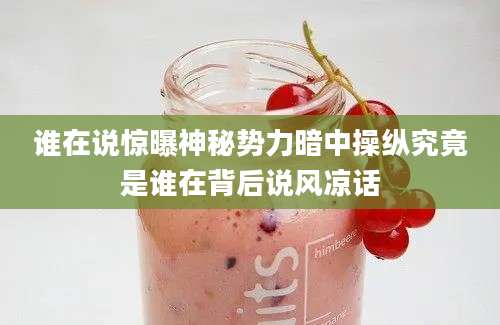 谁在说惊曝神秘势力暗中操纵究竟是谁在背后说风凉话