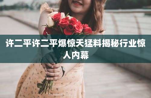 许二平许二平爆惊天猛料揭秘行业惊人内幕