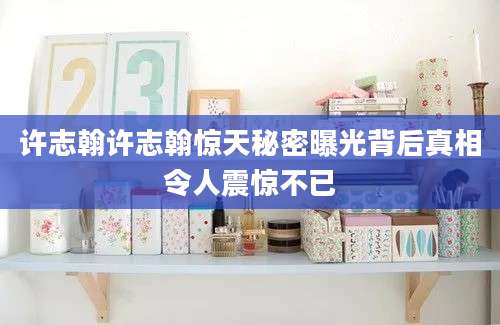许志翰许志翰惊天秘密曝光背后真相令人震惊不已