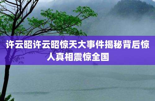 许云昭许云昭惊天大事件揭秘背后惊人真相震惊全国