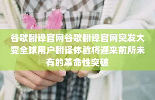 谷歌翻译官网谷歌翻译官网突发大变全球用户翻译体验将迎来前所未有的革命性突破