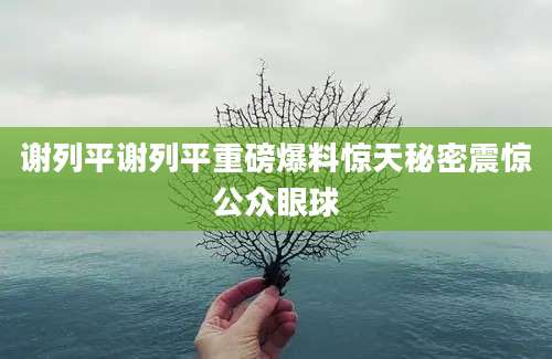 谢列平谢列平重磅爆料惊天秘密震惊公众眼球