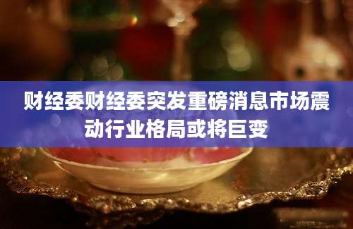 财经委财经委突发重磅消息市场震动行业格局或将巨变