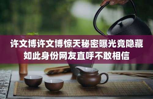 许文博许文博惊天秘密曝光竟隐藏如此身份网友直呼不敢相信