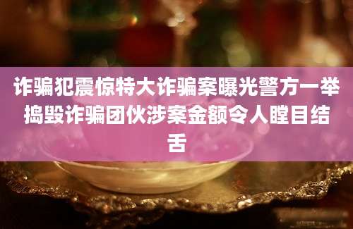 诈骗犯震惊特大诈骗案曝光警方一举捣毁诈骗团伙涉案金额令人瞠目结舌