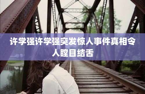 许学强许学强突发惊人事件真相令人瞠目结舌