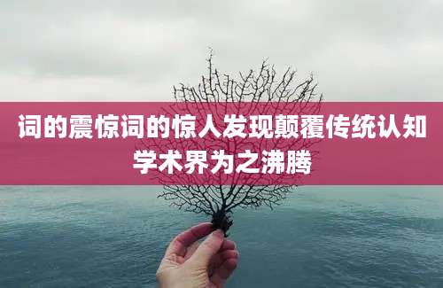 词的震惊词的惊人发现颠覆传统认知学术界为之沸腾