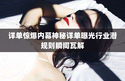 详单惊爆内幕神秘详单曝光行业潜规则瞬间瓦解